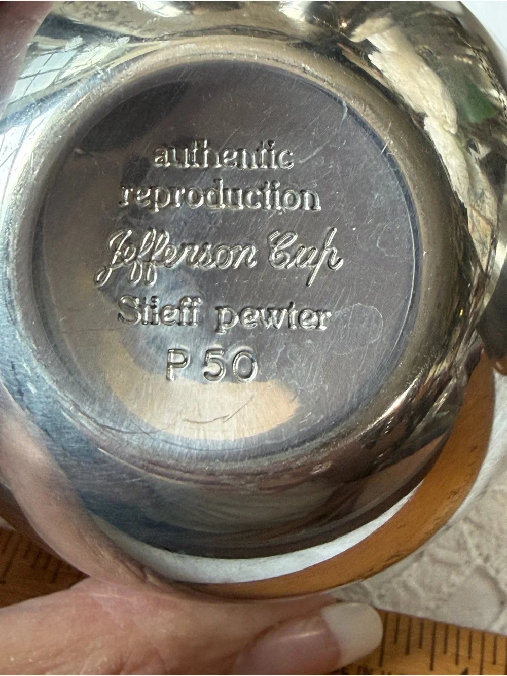 Stieff Jefferson cup mint julep silver pewter P50